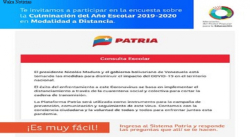 ENCUESTA NACIONAL PARA CULMINACIÓN AÑO ESCOLAR 2019-2020 DISPONIBLE EN SISTEMA PATRIA