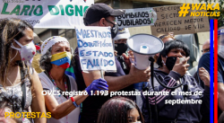 OVCS REGISTRÓ 1.193 PROTESTAS DURANTE EL MES DE SEPTIEMBRE