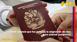 Saime anuncia que fue activada la asignación de citas para solicitar pasaportes
