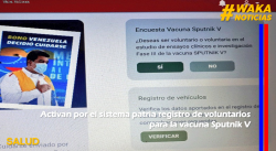 ACTIVAN POR EL SISTEMA PATRIA REGISTRO DE VOLUNTARIOS PARA LA VACUNA SPUTNIK V